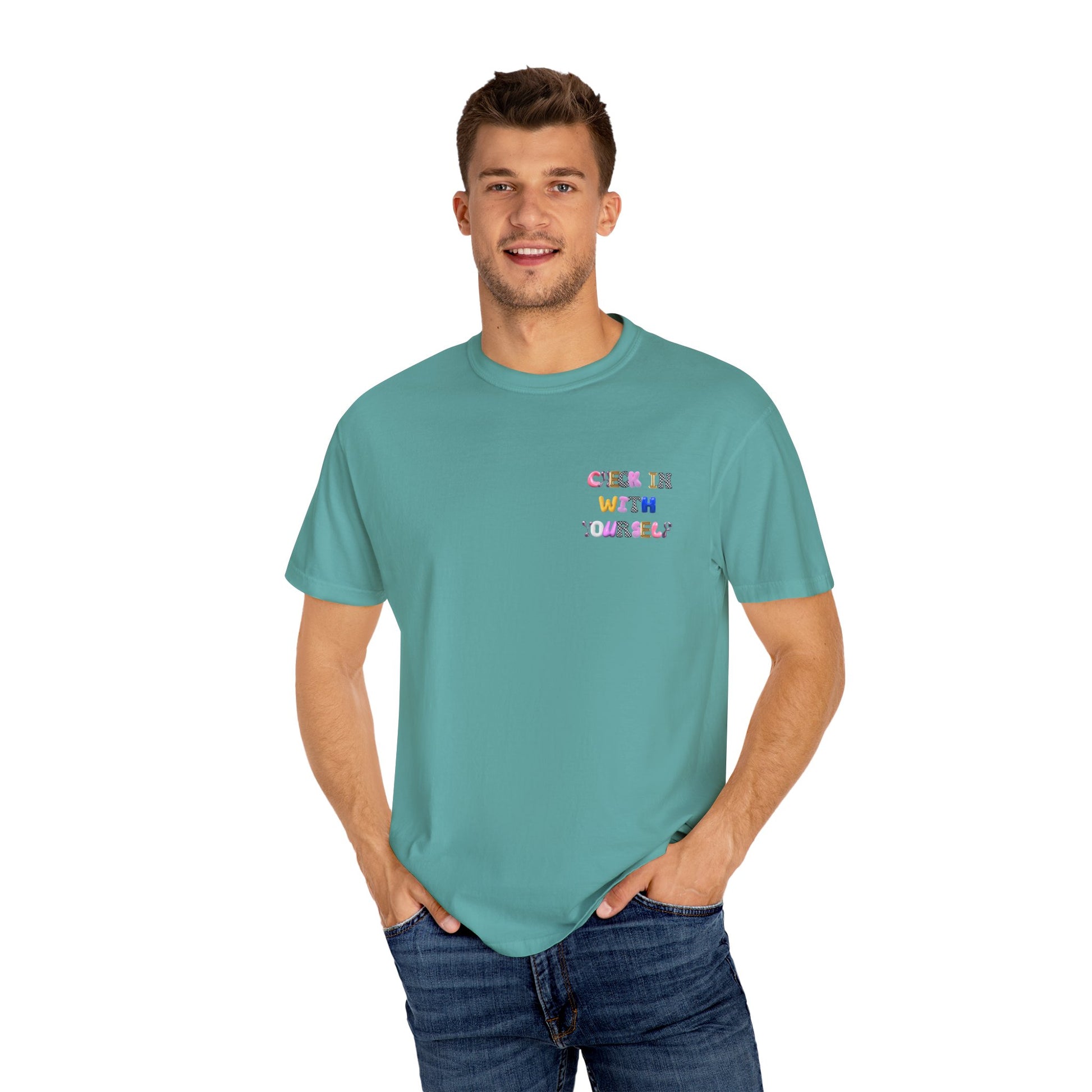Check In With Yourself Bubble Letter T-Shirt | Unisex Mental Health Tee | Affirmation Unisex T-Shirt Gift