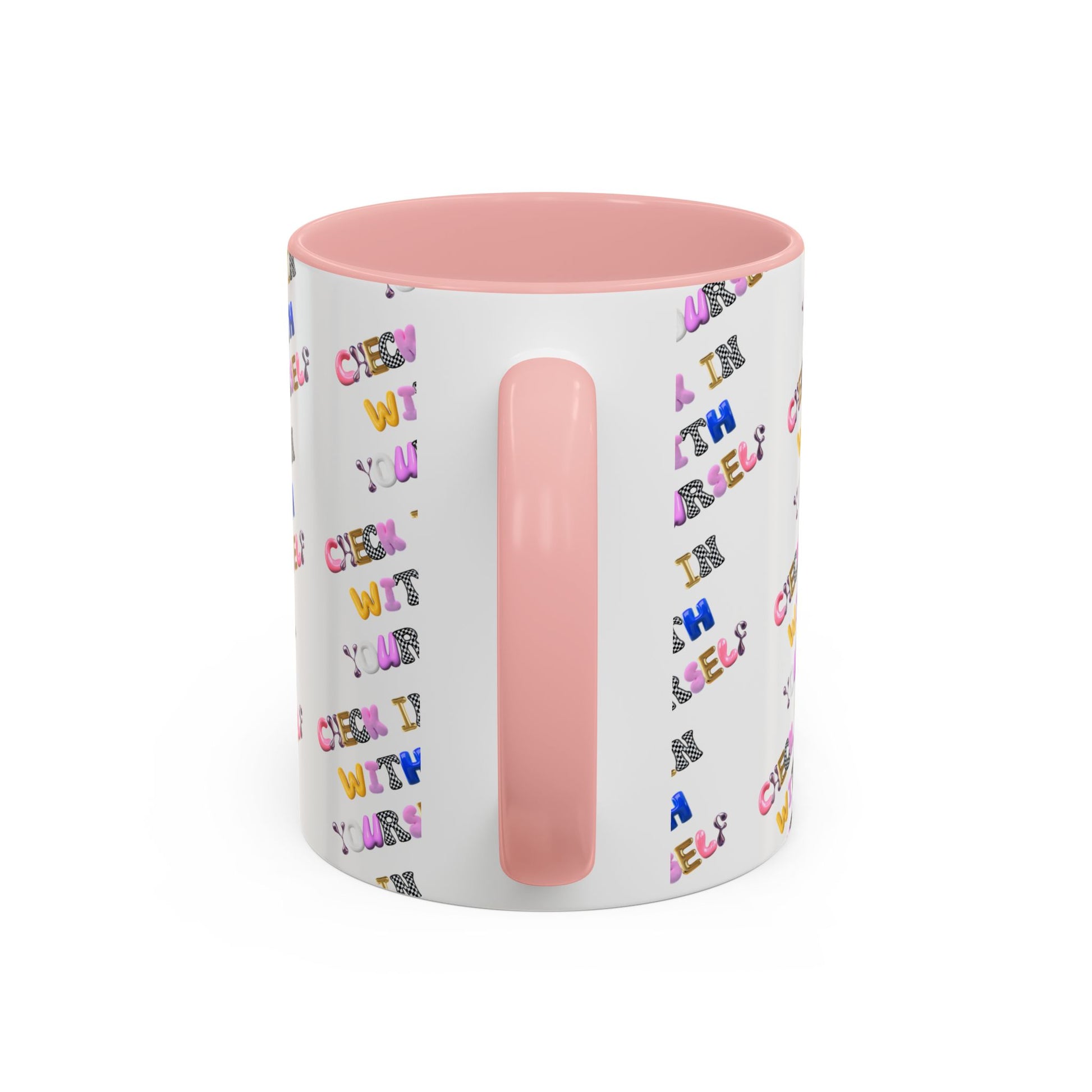 Check in With Yourself Bubble Letter Mug | Mental Health Coffee Cup | Emotional Wellness Gift | Self-Care Reminder | Therapy Office Mug