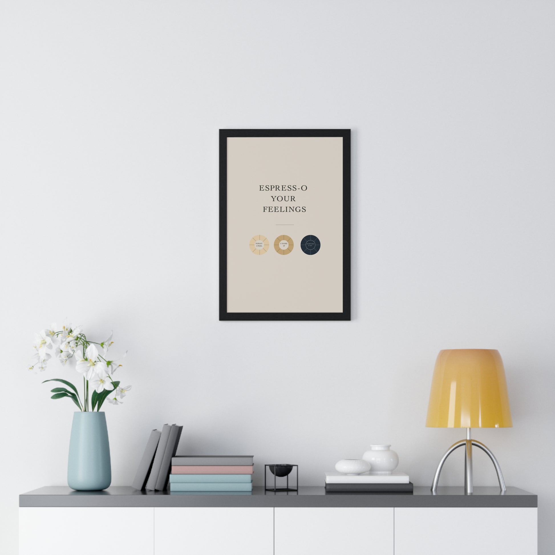 Framed Espresso Your Feelings Poster, Coffee Lover Wall Art, Gift for Barista, Home Decor, Kitchen Wall Art, Coffee-Themed Decor