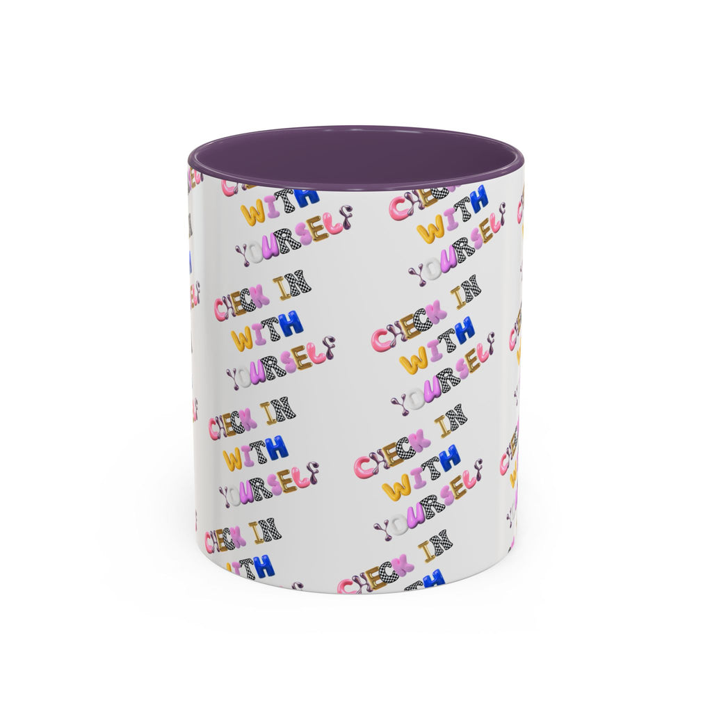 Check in With Yourself Bubble Letter Mug | Mental Health Coffee Cup | Emotional Wellness Gift | Self-Care Reminder | Therapy Office Mug