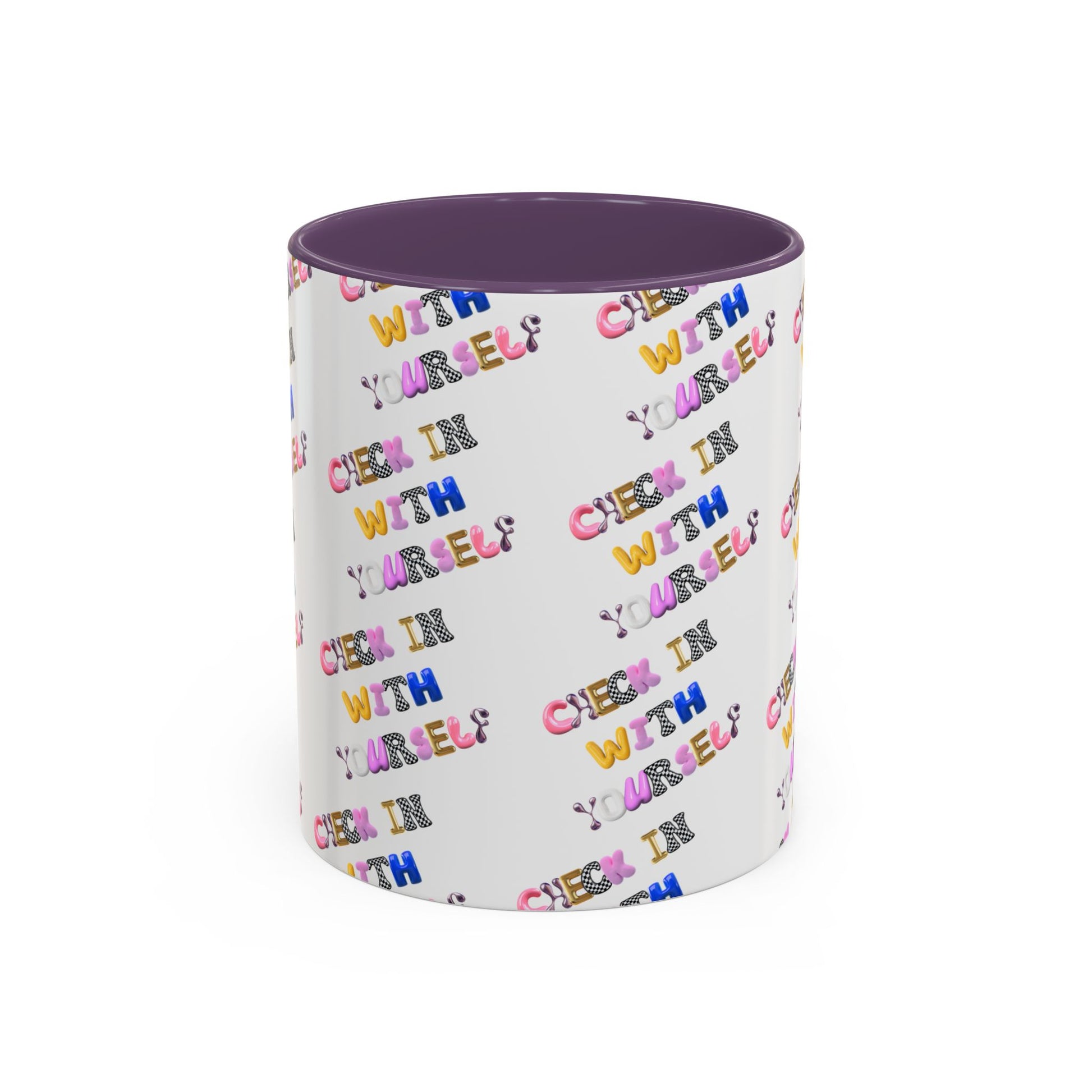 Check in With Yourself Bubble Letter Mug | Mental Health Coffee Cup | Emotional Wellness Gift | Self-Care Reminder | Therapy Office Mug