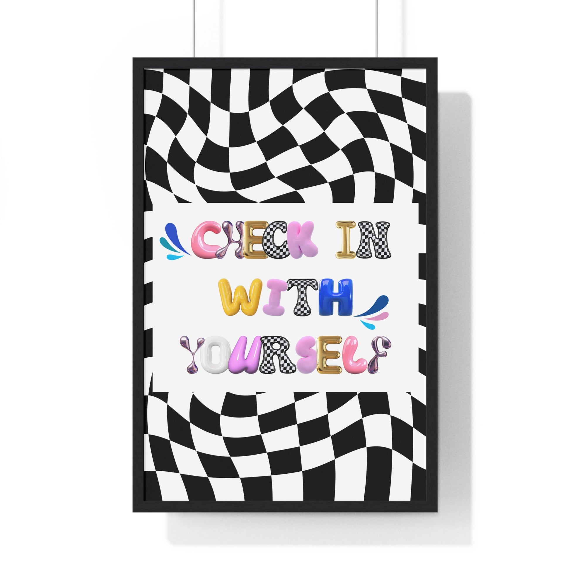 Framed Bubble Letter Poster | Mental Health Awareness Art | Feel-Good Emotional Wellness Art in Blob Typography