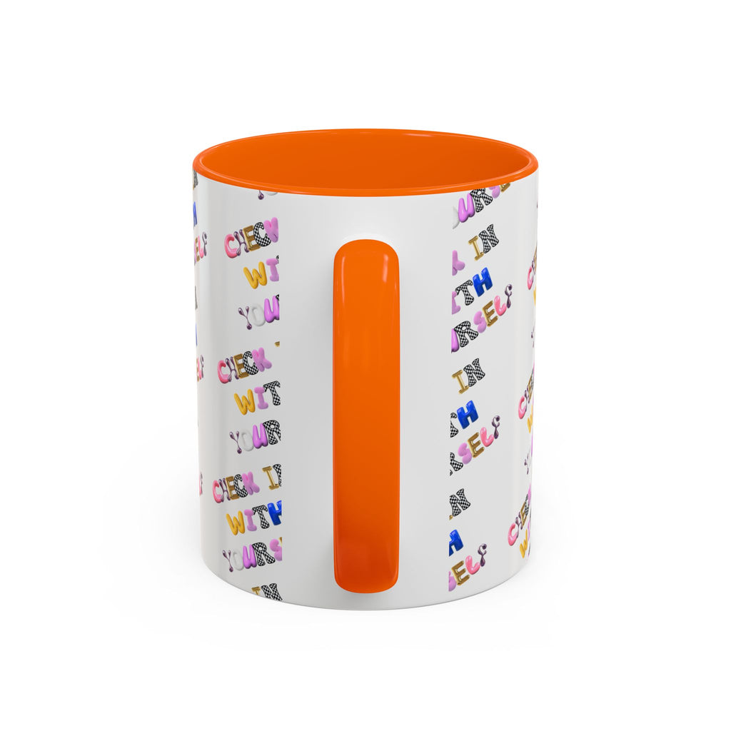 Check in With Yourself Bubble Letter Mug | Mental Health Coffee Cup | Emotional Wellness Gift | Self-Care Reminder | Therapy Office Mug