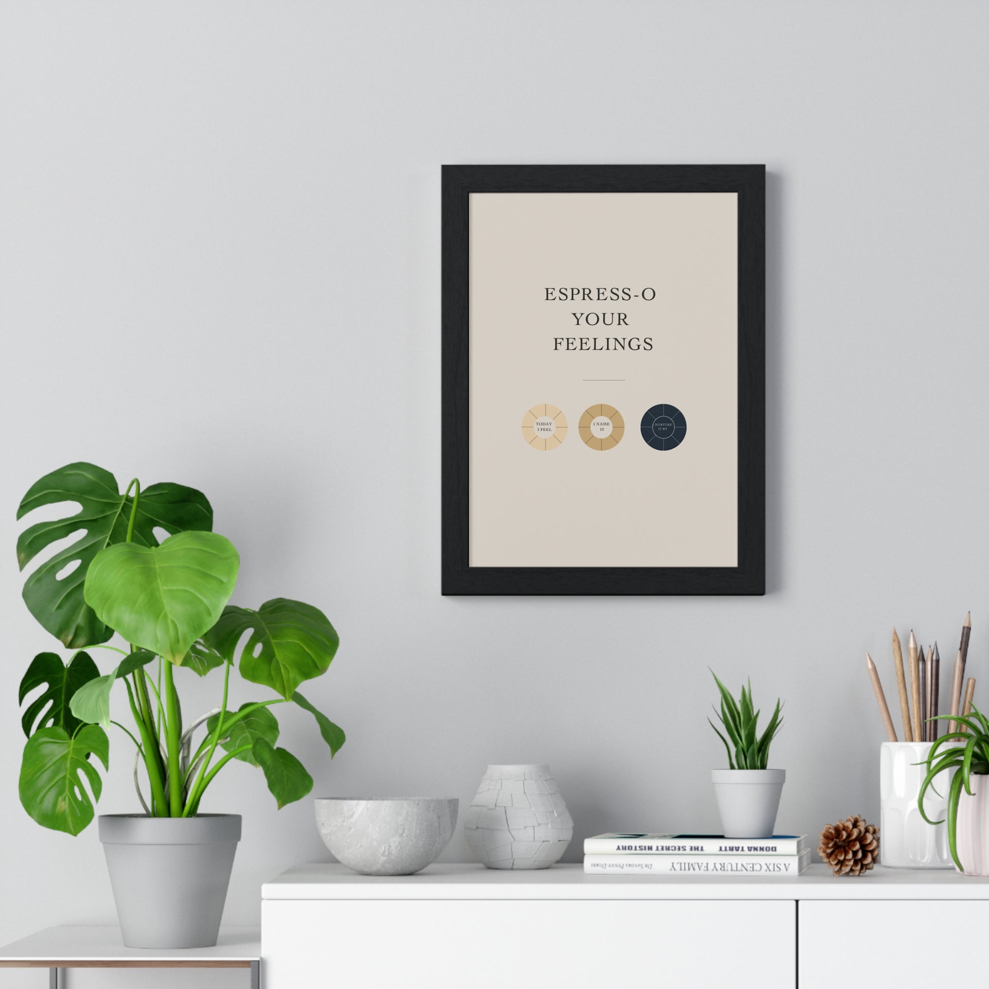 Framed Espresso Your Feelings Poster, Coffee Lover Wall Art, Gift for Barista, Home Decor, Kitchen Wall Art, Coffee-Themed Decor
