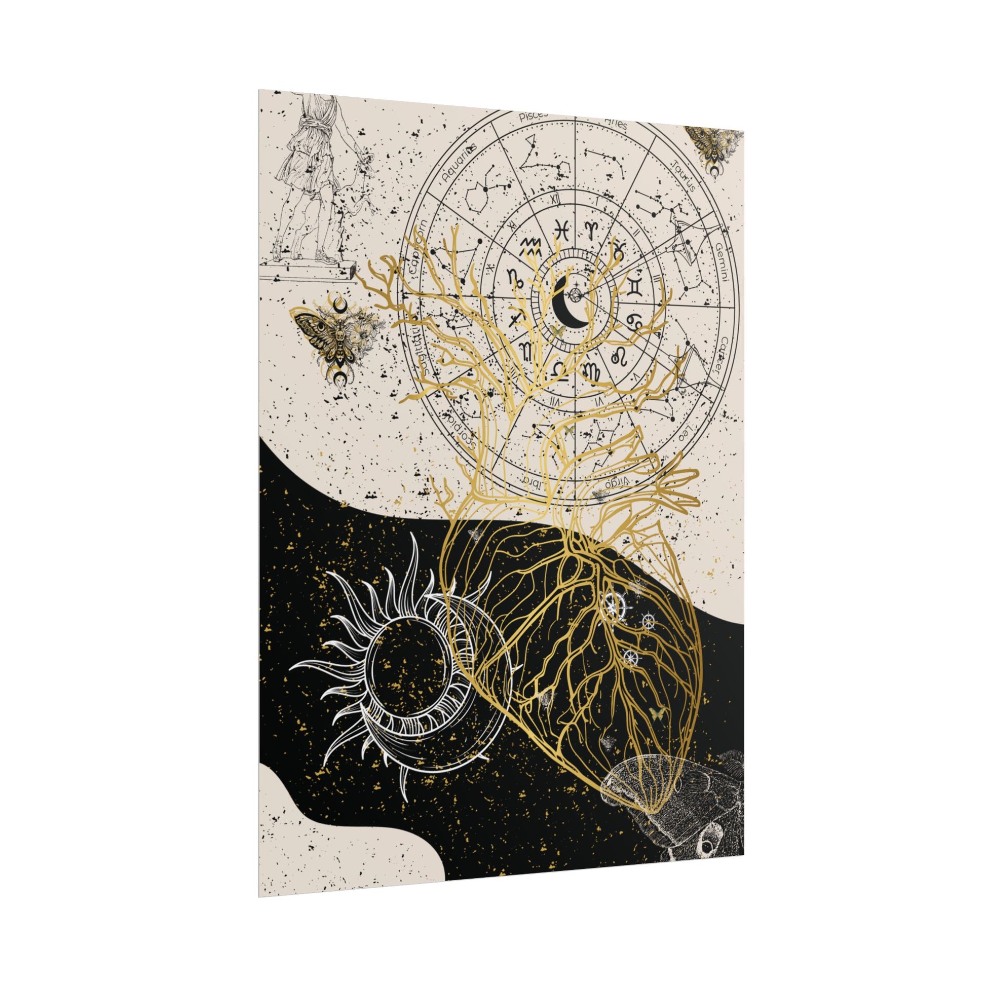 Rolled Posters | Astrological Art Print, Celestial Wall Decor, Zodiac Poster, Astrology Gift, Horoscope Art, Bohemian Home Decor