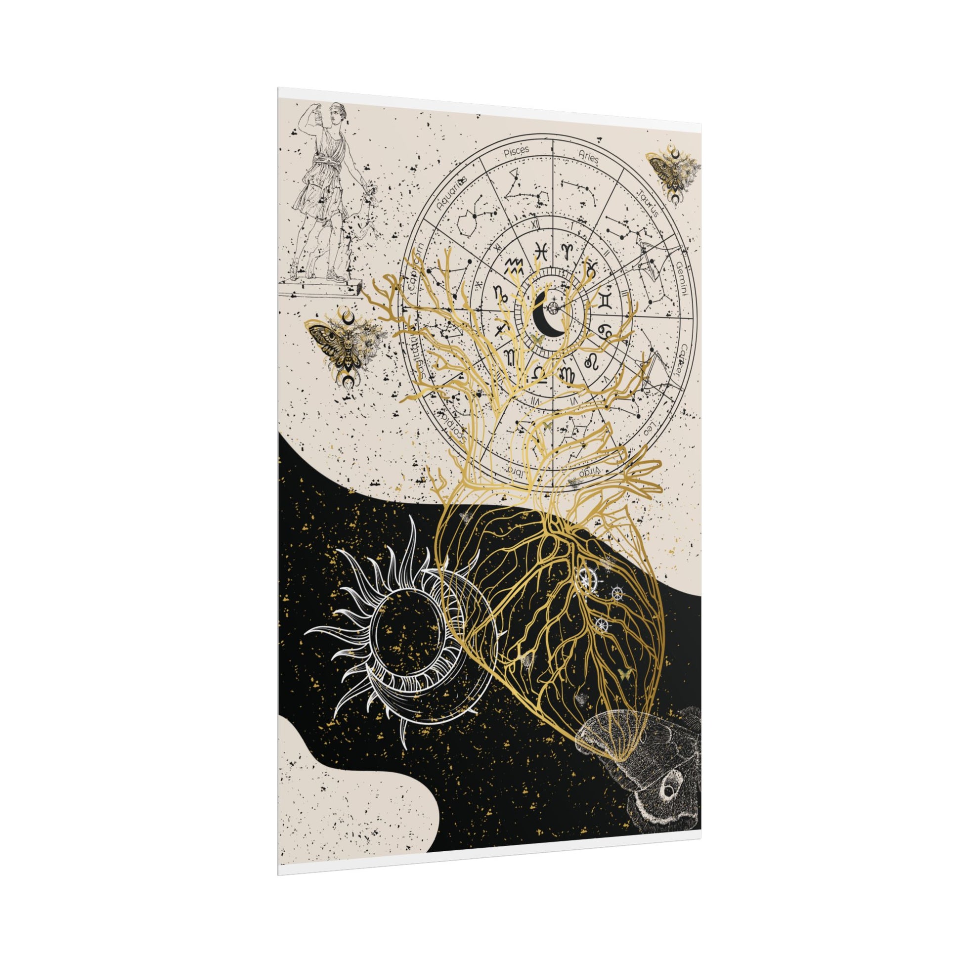 Rolled Posters | Astrological Art Print, Celestial Wall Decor, Zodiac Poster, Astrology Gift, Horoscope Art, Bohemian Home Decor