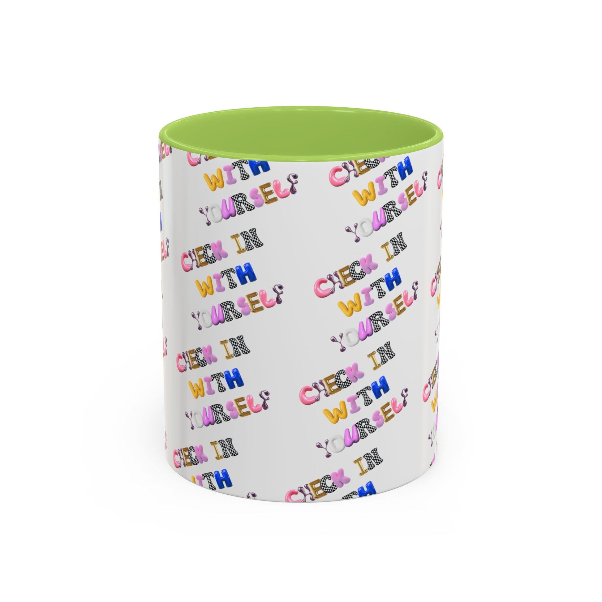 Check in With Yourself Bubble Letter Mug | Mental Health Coffee Cup | Emotional Wellness Gift | Self-Care Reminder | Therapy Office Mug
