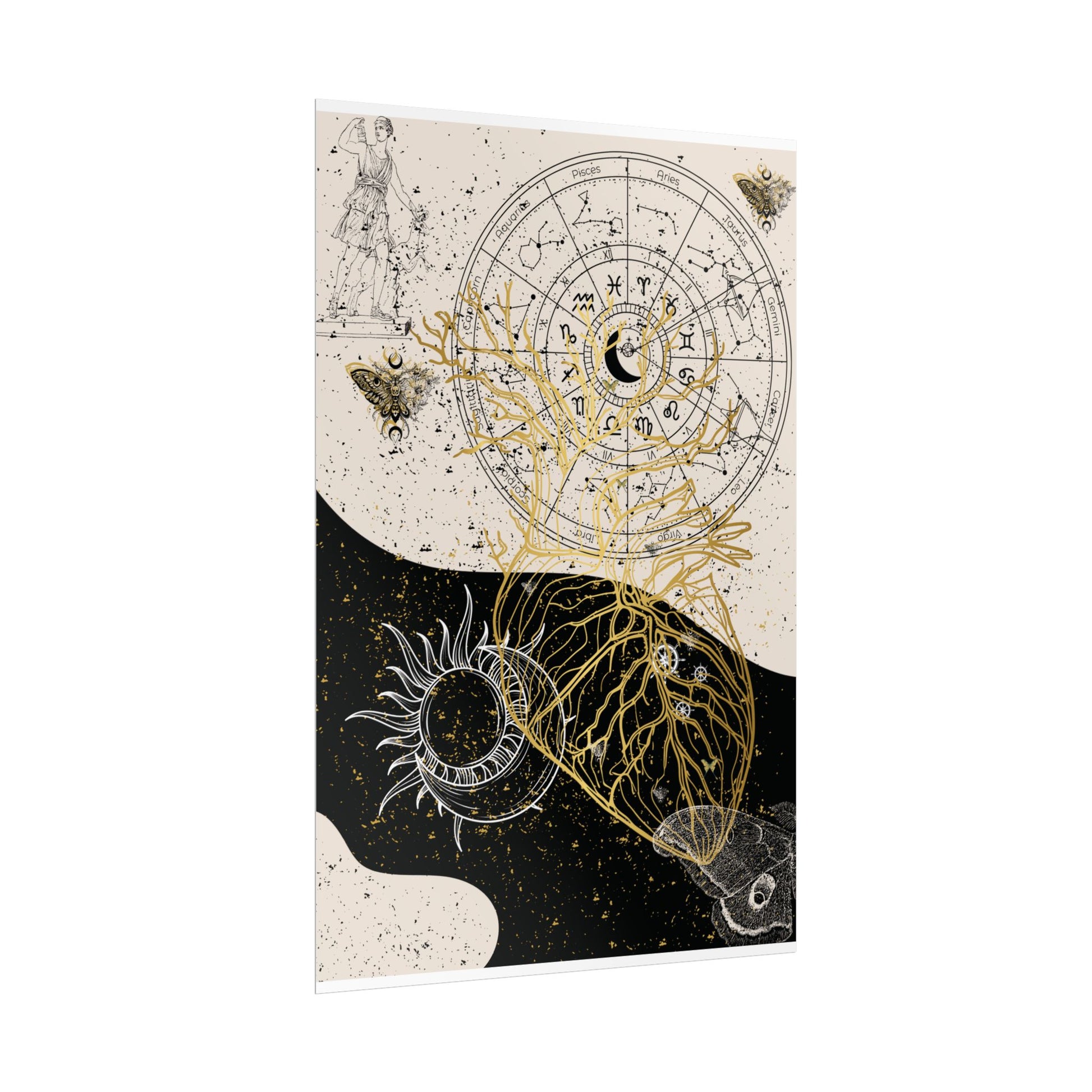 Rolled Posters | Astrological Art Print, Celestial Wall Decor, Zodiac Poster, Astrology Gift, Horoscope Art, Bohemian Home Decor