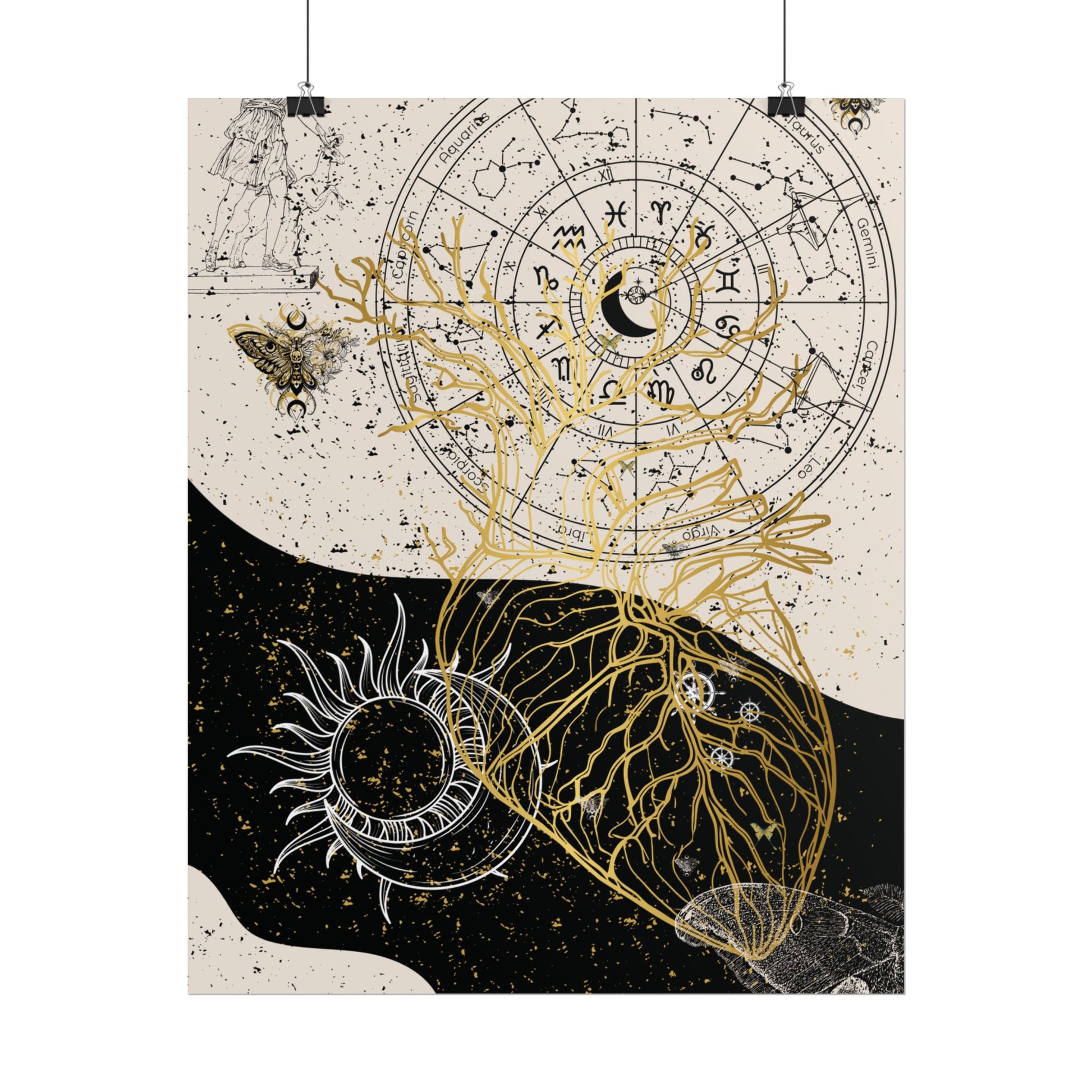 Rolled Posters | Astrological Art Print, Celestial Wall Decor, Zodiac Poster, Astrology Gift, Horoscope Art, Bohemian Home Decor