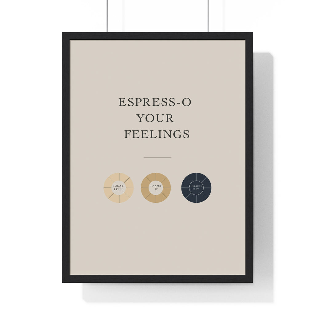 Framed Espresso Your Feelings Poster, Coffee Lover Wall Art, Gift for Barista, Home Decor, Kitchen Wall Art, Coffee-Themed Decor