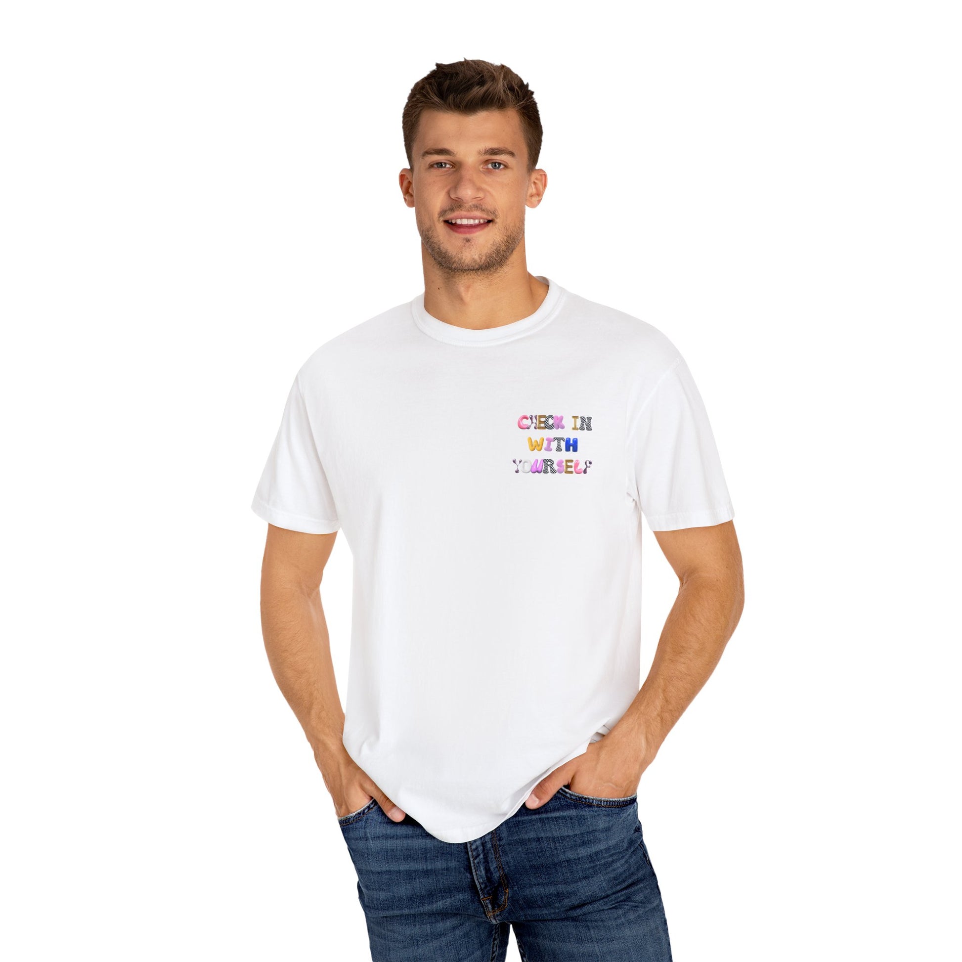 Check In With Yourself Bubble Letter T-Shirt | Unisex Mental Health Tee | Affirmation Unisex T-Shirt Gift