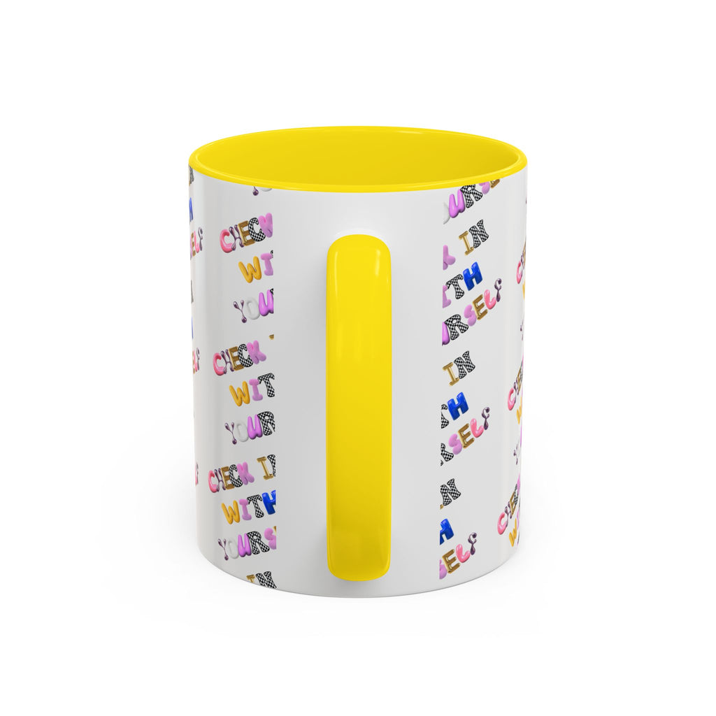 Check in With Yourself Bubble Letter Mug | Mental Health Coffee Cup | Emotional Wellness Gift | Self-Care Reminder | Therapy Office Mug