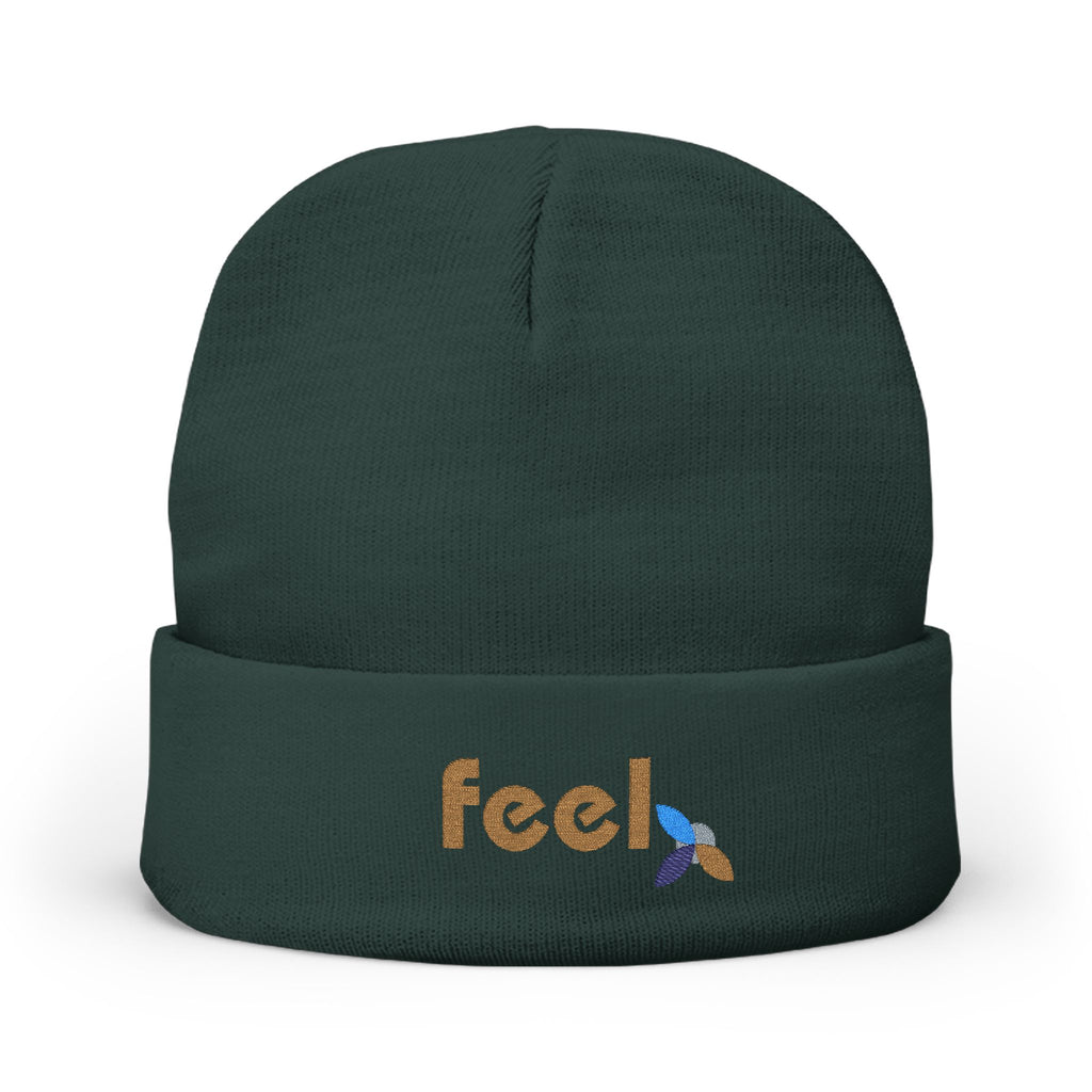 Bauhaus FEEL Embroidered Knit Beanie | Emotional Wellness Gift | One Word Quote | Unisex | Streetwear + Slow Living