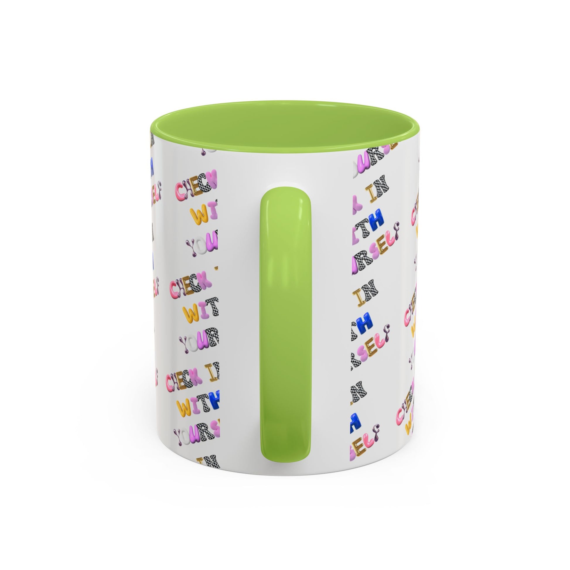 Check in With Yourself Bubble Letter Mug | Mental Health Coffee Cup | Emotional Wellness Gift | Self-Care Reminder | Therapy Office Mug