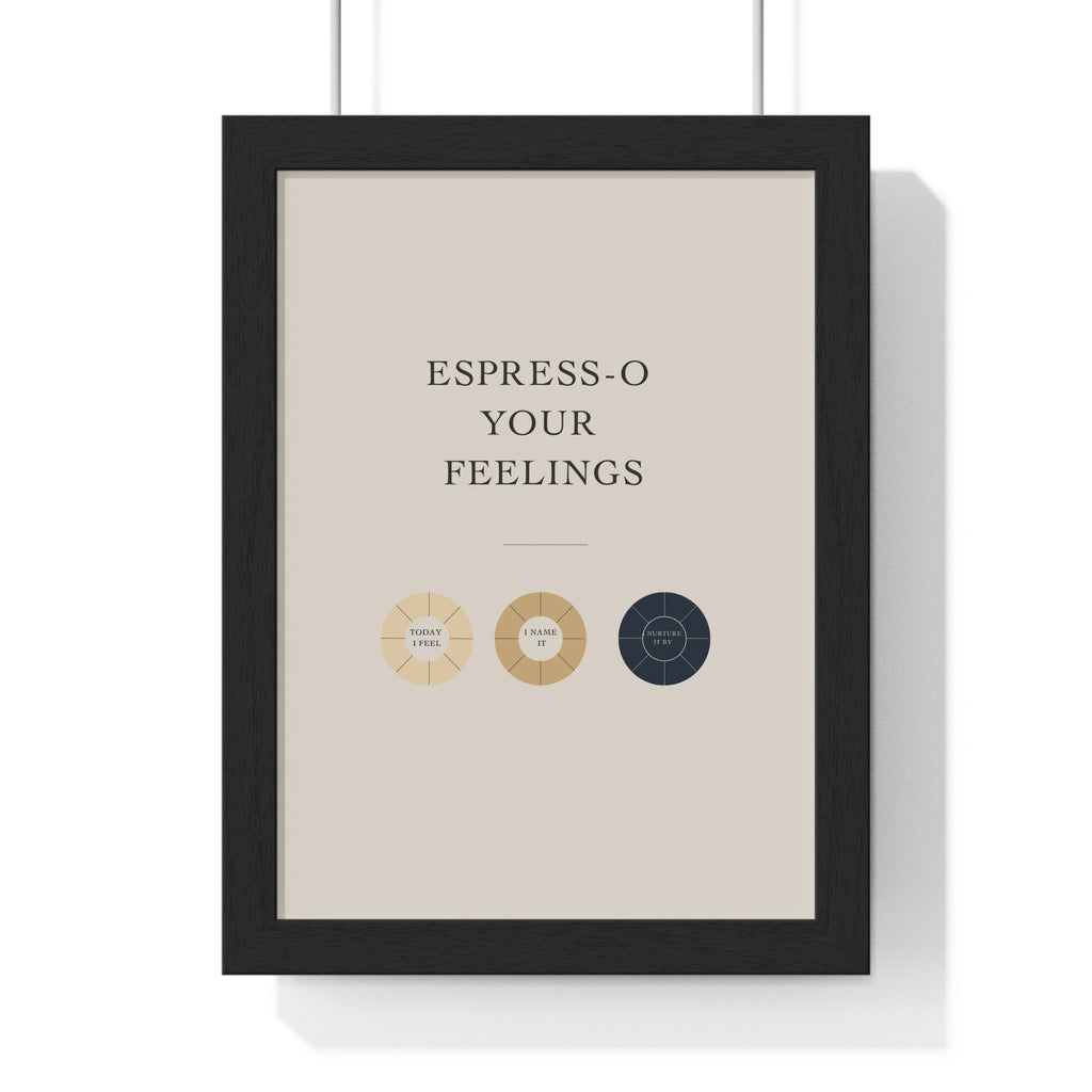 Framed Espresso Your Feelings Poster, Coffee Lover Wall Art, Gift for Barista, Home Decor, Kitchen Wall Art, Coffee-Themed Decor