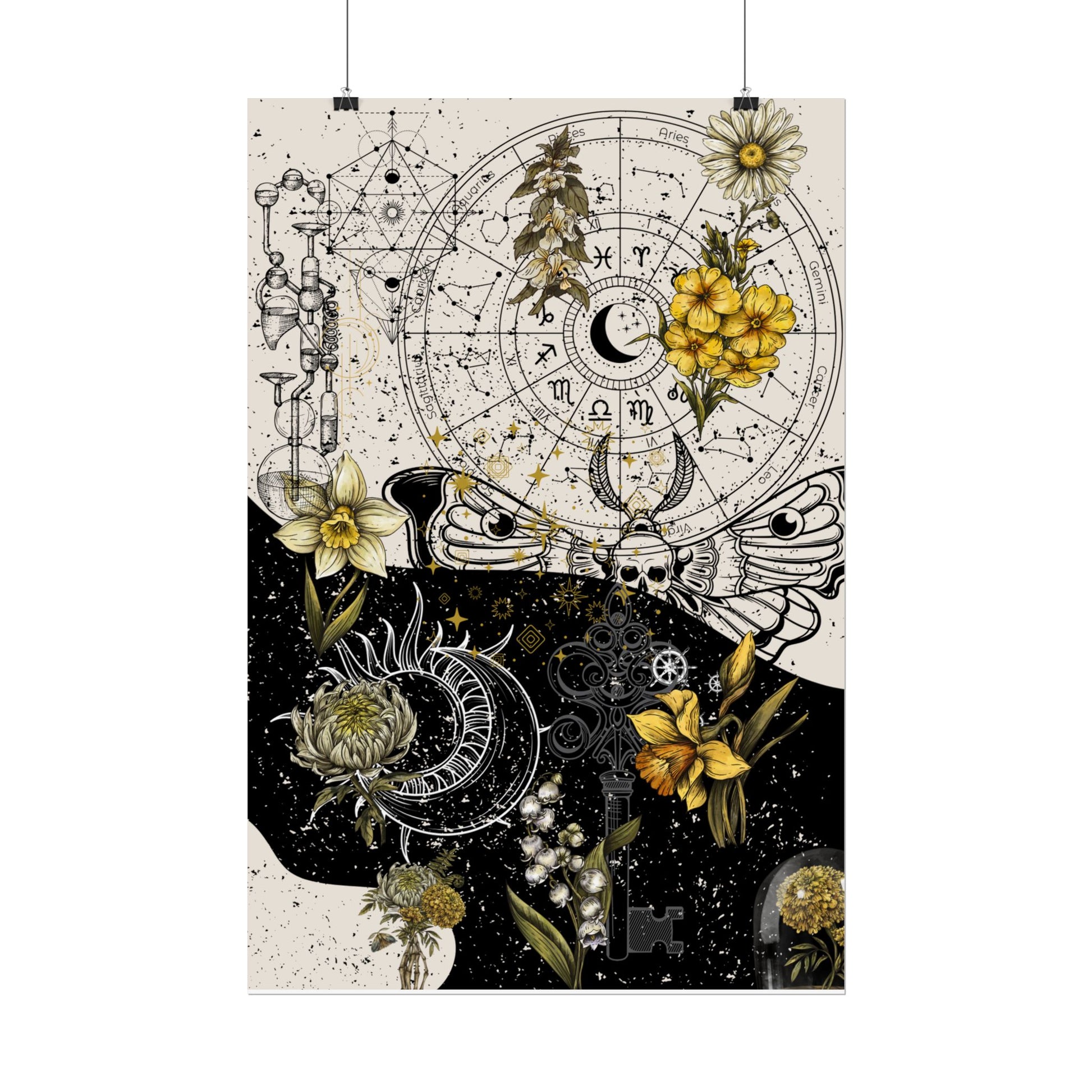 Rolled Posters Moth Wall Art Prints, Aesthetic Home Decor, Goth Wall Decor, Vintage Style Art Posters, Boho Room Decor Gift