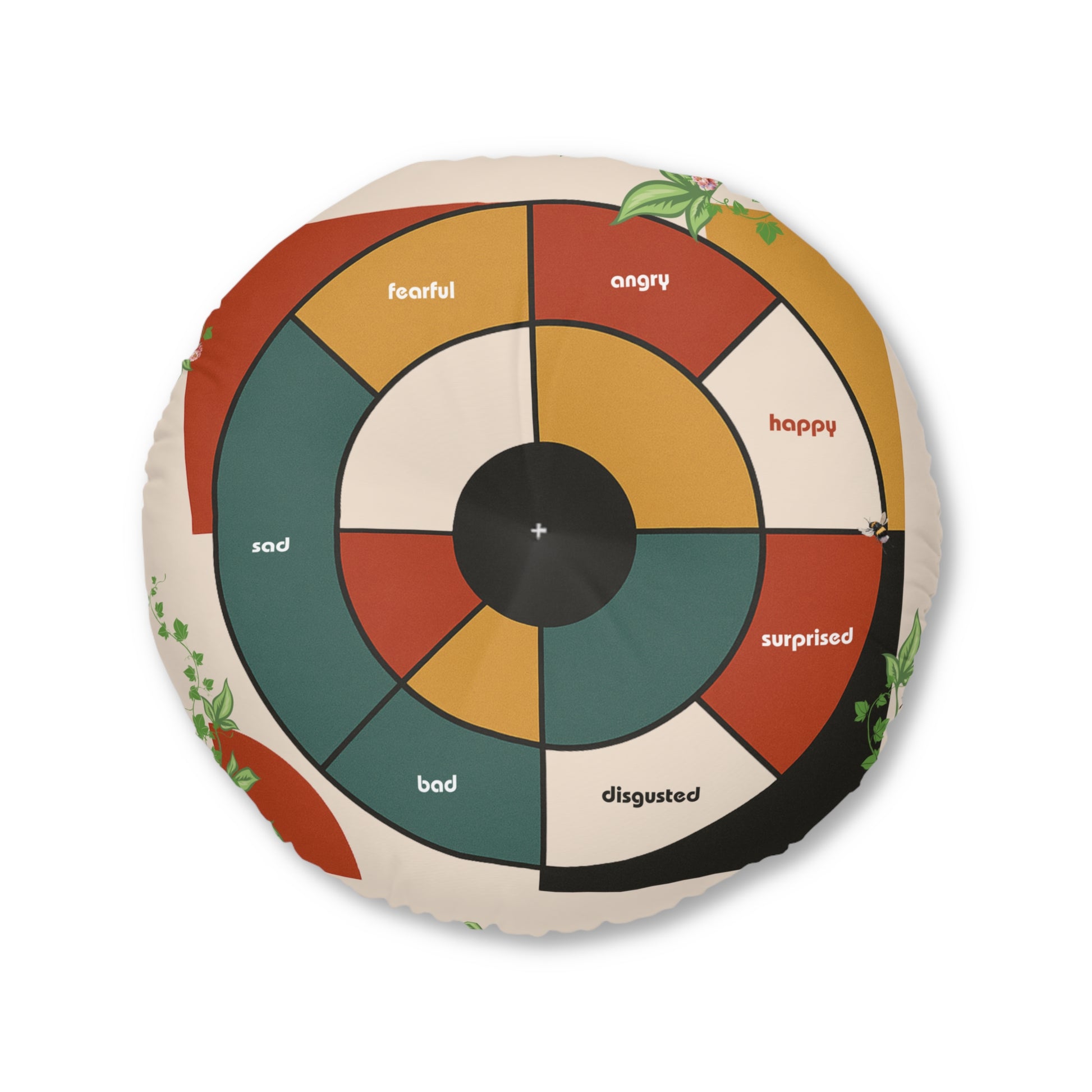 Feeling Wheel Abstract Tufted Floor Pillow for Meditation | Round Meditation Cushion | Yoga Round Floor Cushion