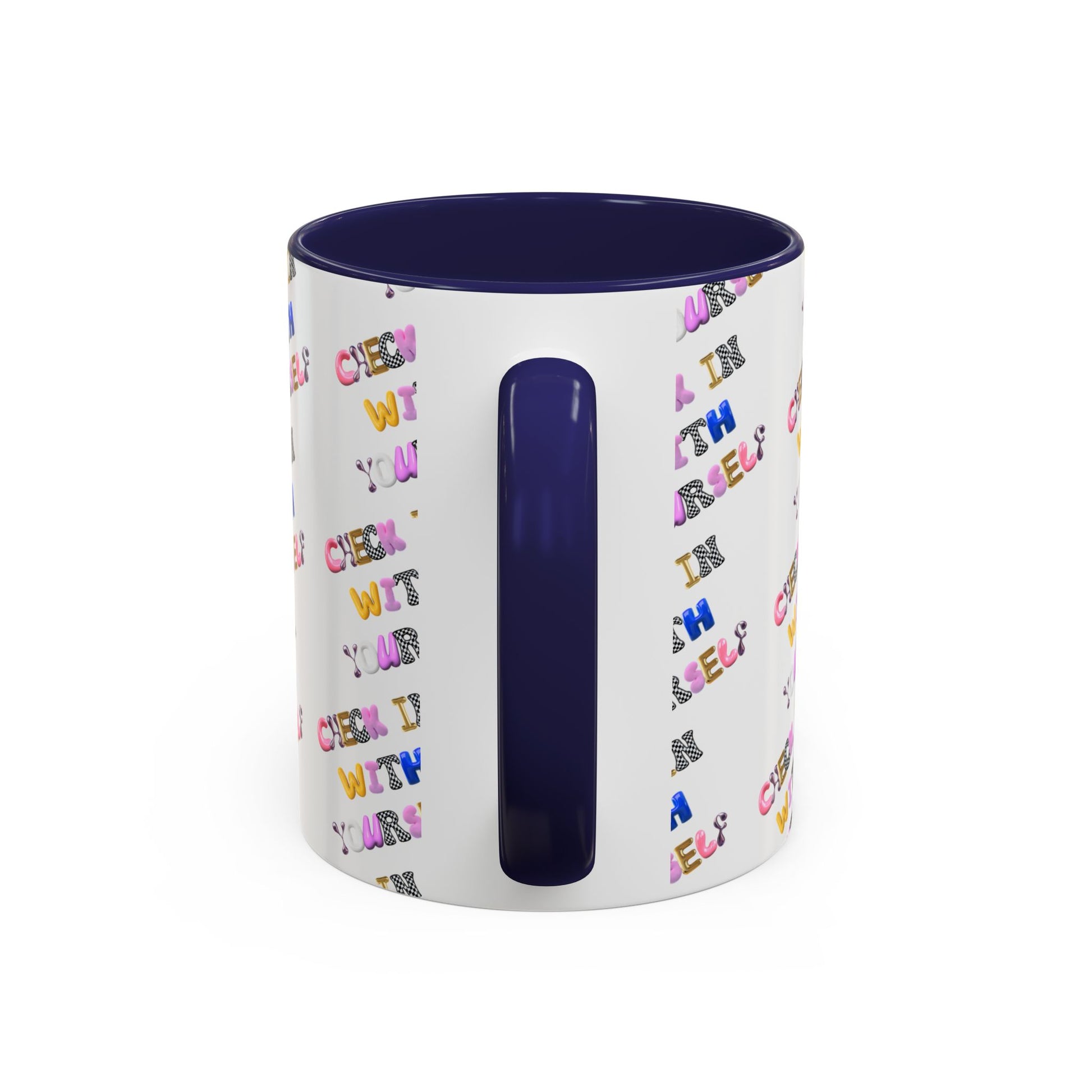 Check in With Yourself Bubble Letter Mug | Mental Health Coffee Cup | Emotional Wellness Gift | Self-Care Reminder | Therapy Office Mug