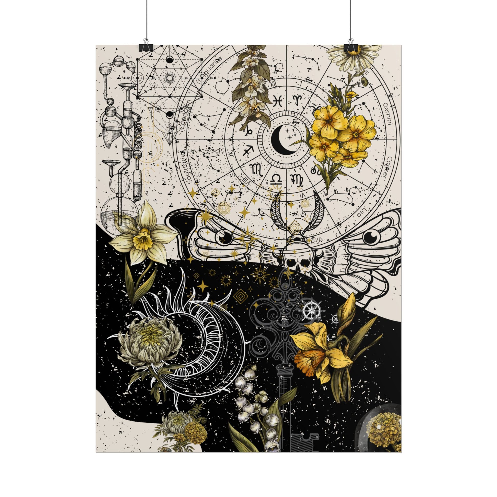 Rolled Posters Moth Wall Art Prints, Aesthetic Home Decor, Goth Wall Decor, Vintage Style Art Posters, Boho Room Decor Gift