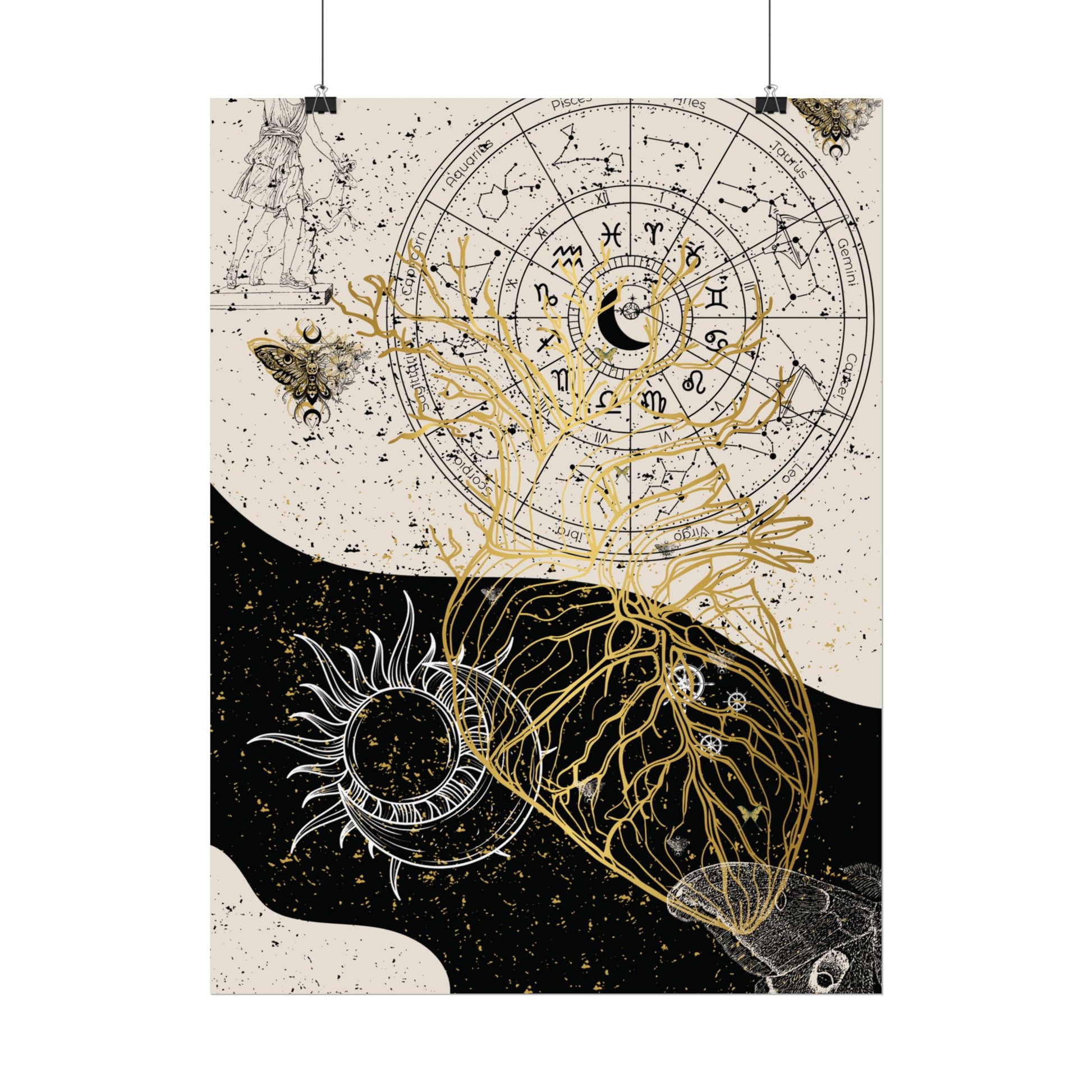 Rolled Posters | Astrological Art Print, Celestial Wall Decor, Zodiac Poster, Astrology Gift, Horoscope Art, Bohemian Home Decor