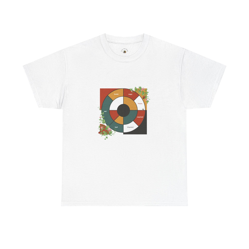 Feeling Wheel Bauhaus Abstract with Vines & Flowers Tshirt for Meditation | Grounding Affirmative Yoga Tshirt