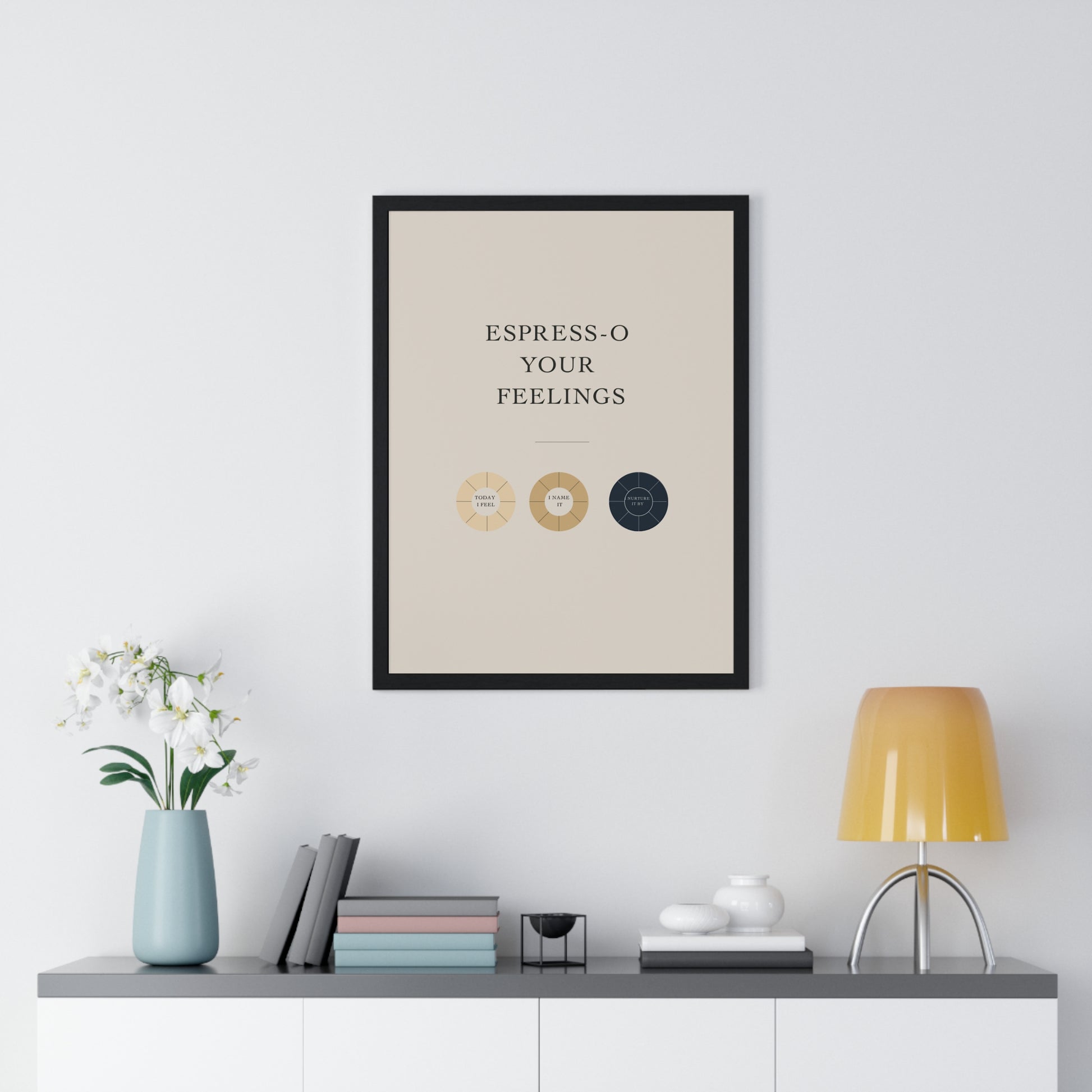 Framed Espresso Your Feelings Poster, Coffee Lover Wall Art, Gift for Barista, Home Decor, Kitchen Wall Art, Coffee-Themed Decor