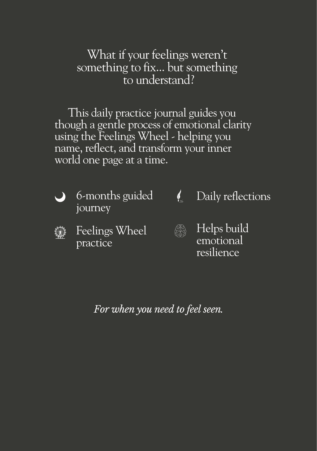 Emotions Wheel Journal | Feelings Wheel Journal | A Guided Journal for Emotional Clarity | Monthly Reflection Pages | A5 Hardcover